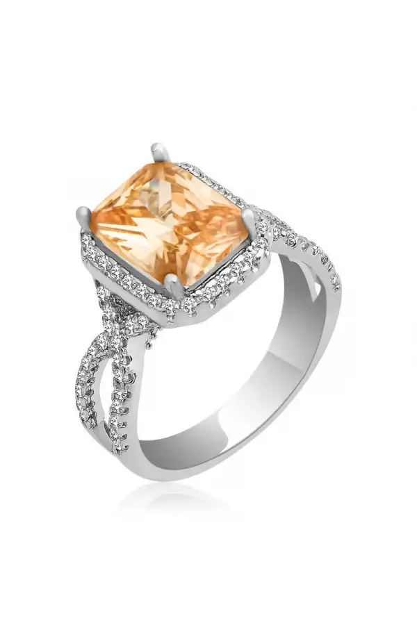 Gümüş Baget Kare Bayan Yüzük