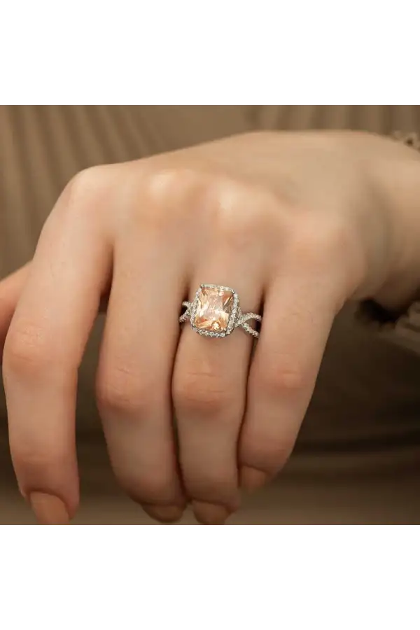 Gümüş Baget Kare Bayan Yüzük