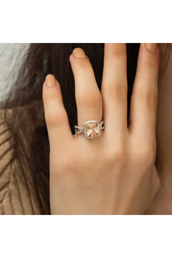 Gümüş Baget Kare Bayan Yüzük