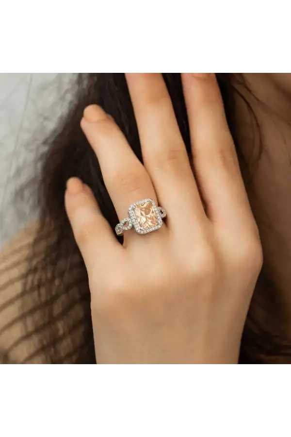 Gümüş Baget Kare Bayan Yüzük