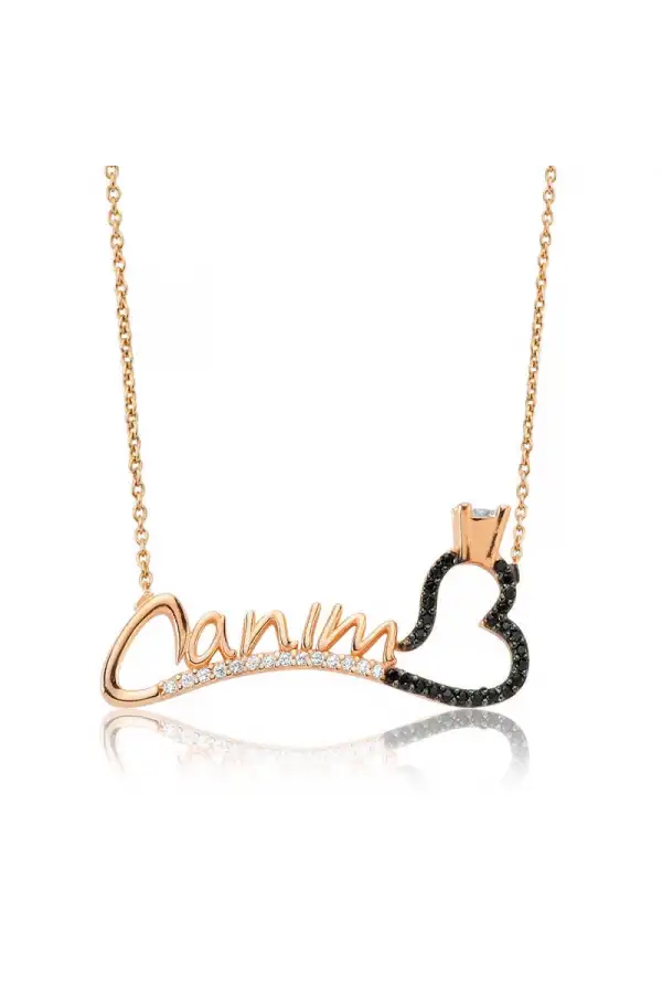 Gümüş Canım Yazılı Tek Taş Kalp Bayan Kolye