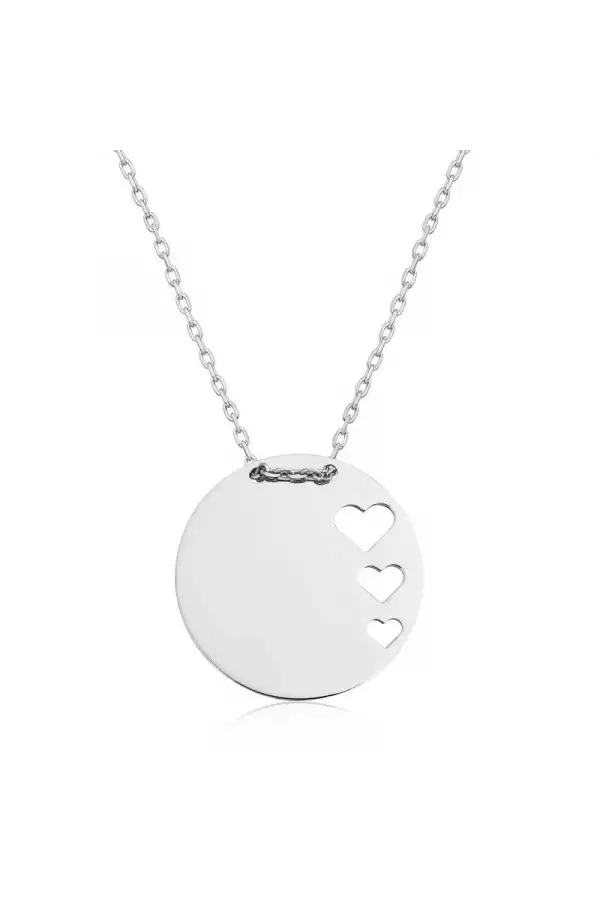 Gümüş Çember Kalp Bayan Kolye