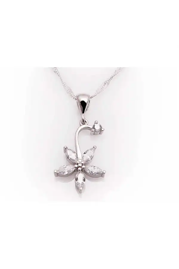 Gümüş Çiçek Bayan Kolye