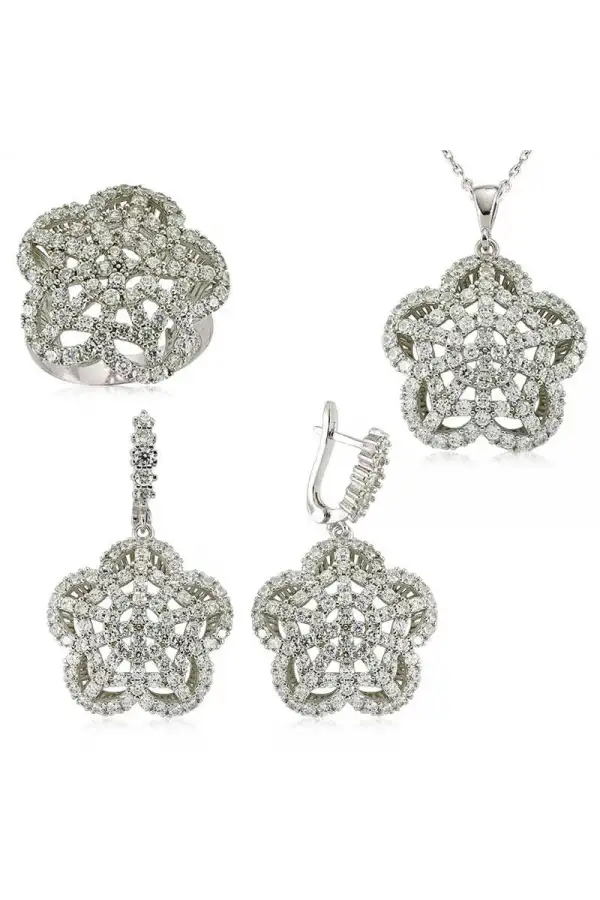 Gümüş Çiçek Bayan Set