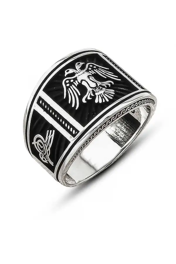 Gümüş Çift Başlı Kartal Erkek Yüzük