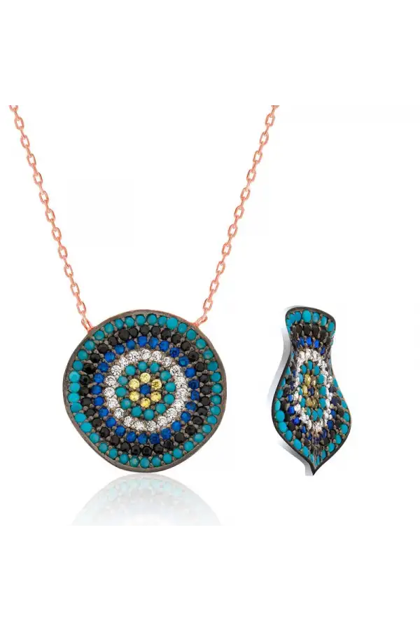 Gümüş Dalgalı Nazar Bayan Kolye