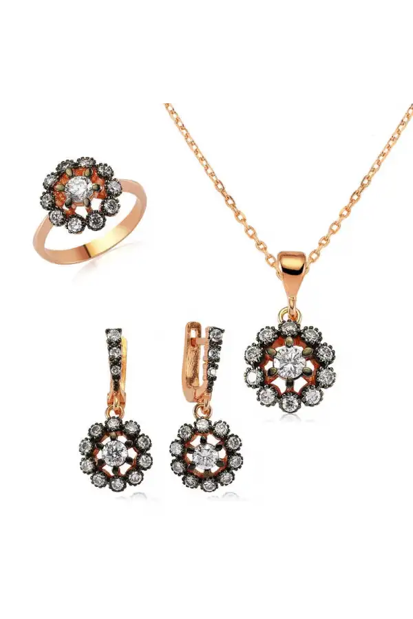 Gümüş Elmas Model Çiçek Bayan Set
