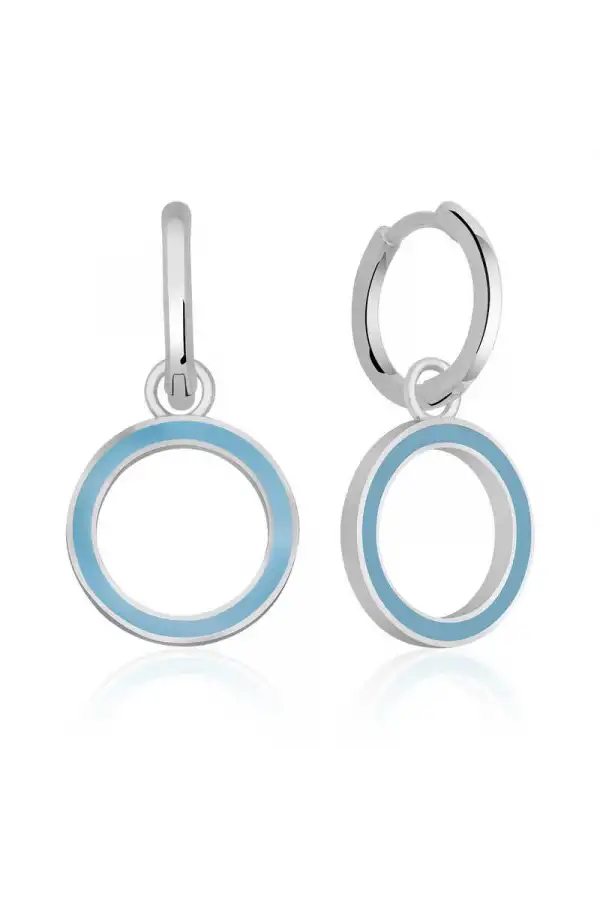 Gümüş Fosforlu Mavi Oval Küpe