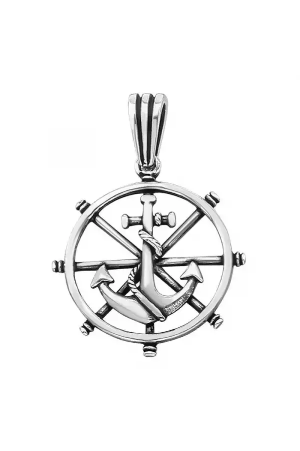 Gümüş Gemi Dümeni Erkek Kolye Ucu
