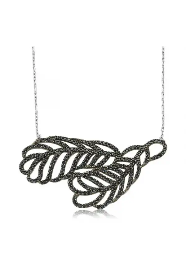 Gümüş İki Yaprak Bayan Kolye