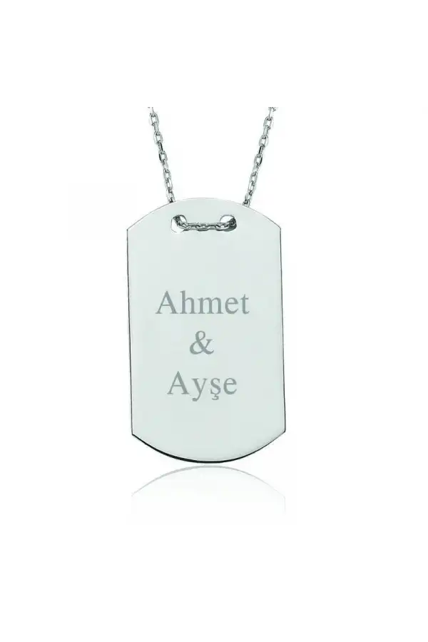 Gümüş İsimli Asker Künyesi Bayan Kolye