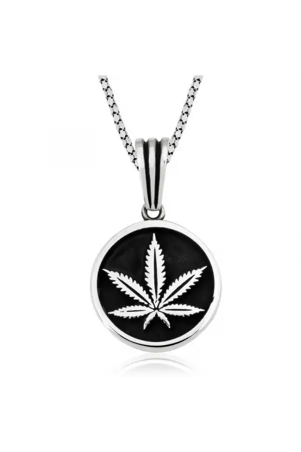 Gümüş Kenevir Yaprağı Kolye