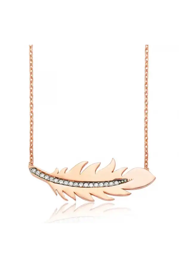 Gümüş Kuş Tüyü Bayan Kolye