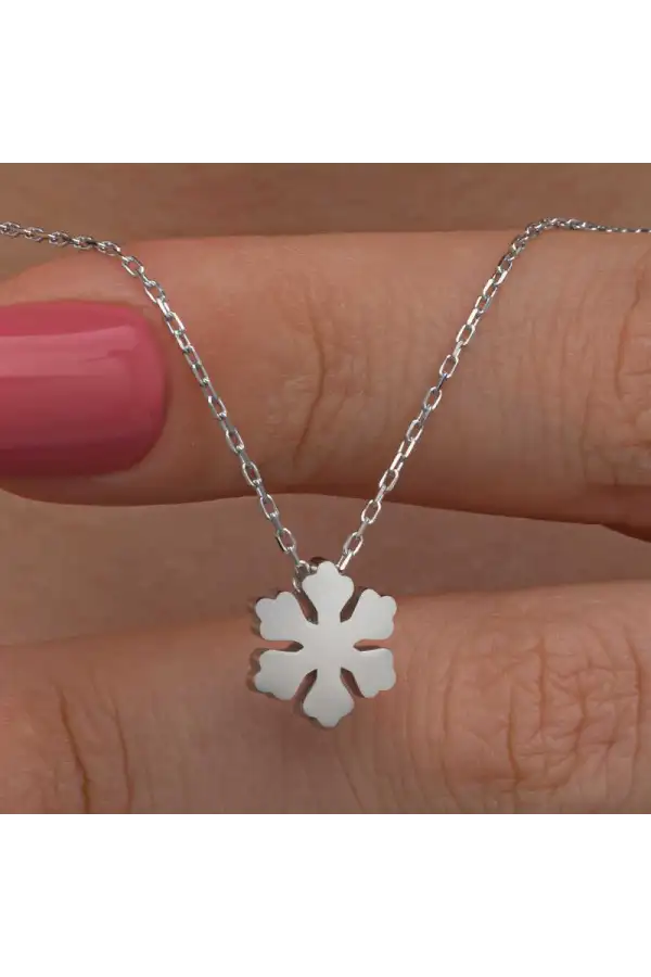 Gümüş Minimal Kar Tanesi Kadın Kolye