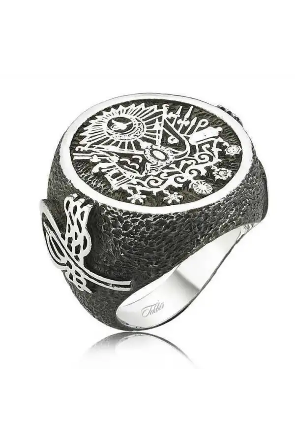 Gümüş Osmanlı Devlet Armalı Erkek Yüzük