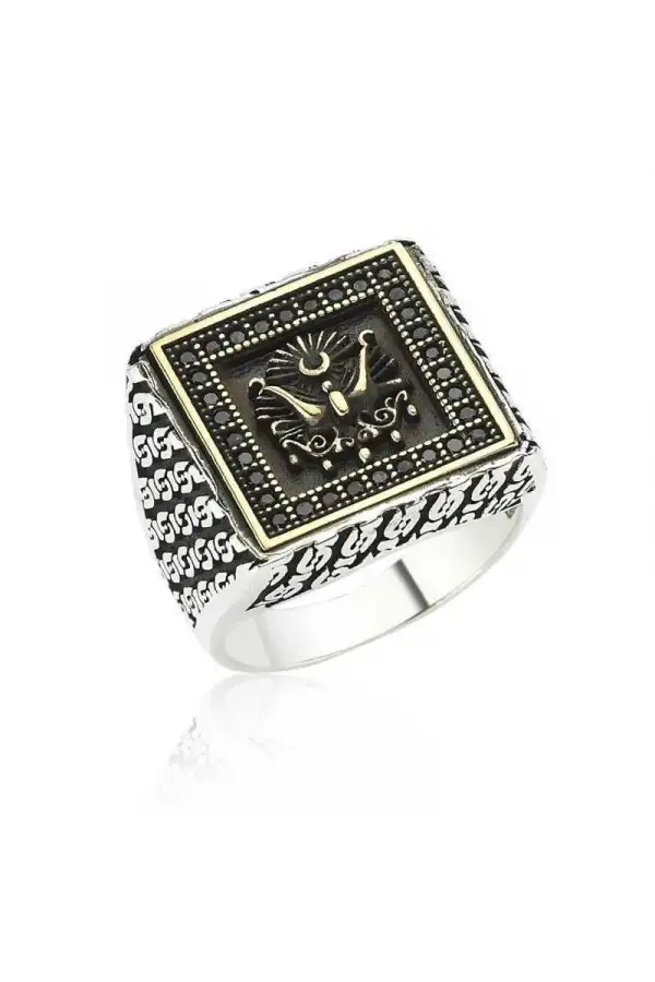 Gümüş Osmanlı Devlet Armalı Erkek Yüzük