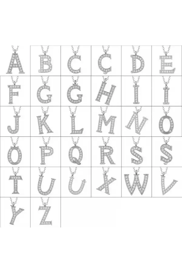 Gümüş Rodyum B Harfi Kadın Kolye