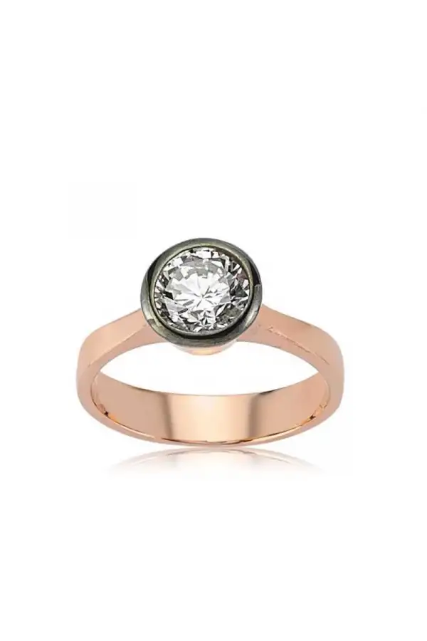 Gümüş Rose Elmas Montür Tek Taş Bayan Yüzük