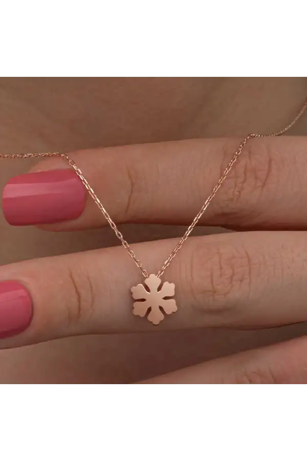 Gümüş Rose Minimal Kar Tanesi Kadın Kolye