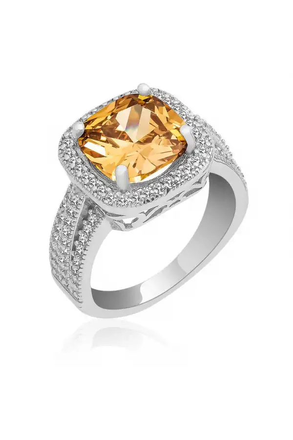 Gümüş Sarı Yuvarlak Bayan Yüzük