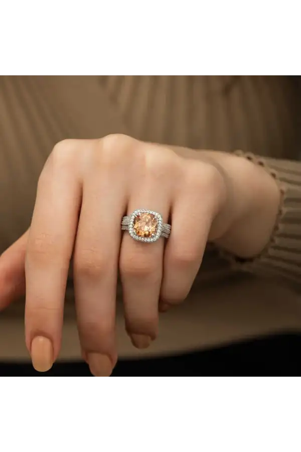 Gümüş Sarı Yuvarlak Bayan Yüzük