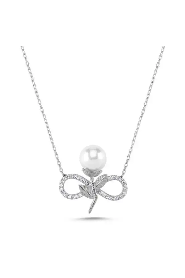 Gümüş Sonsuz İnci Bayan Kolye