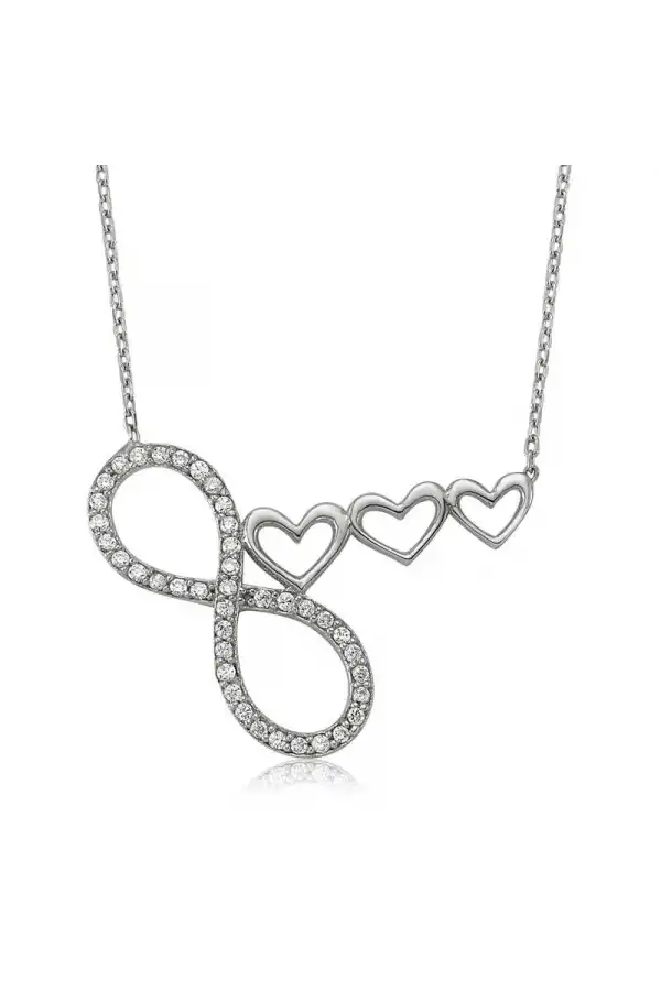 Gümüş Sonsuzluk Kalp Bayan Kolye