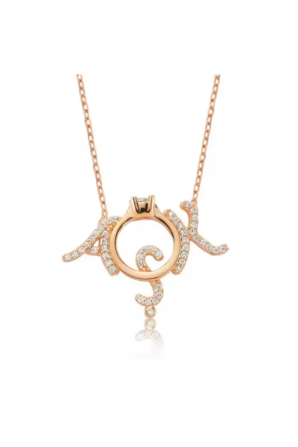 Gümüş Tek Taş Aşk Bayan Kolye