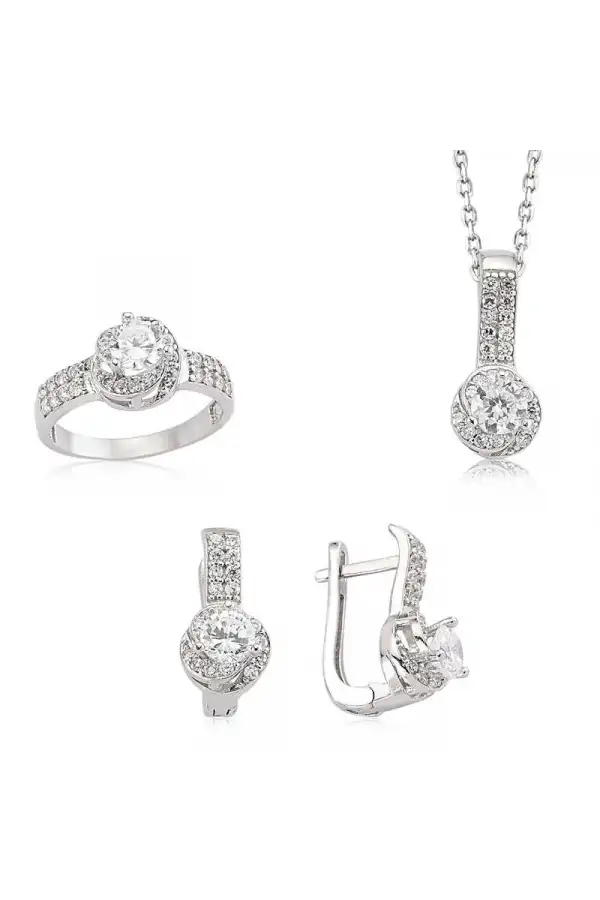 Gümüş Tek Taş Bayan Set