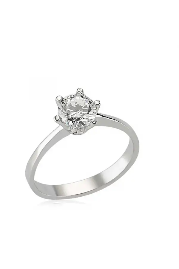 Gümüş Tek Taş Bayan Yüzük