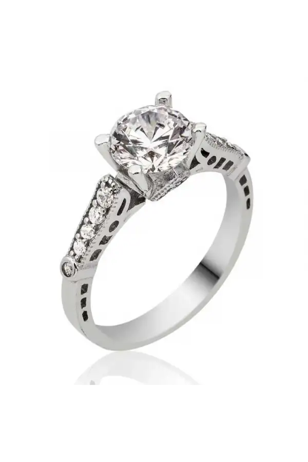 Gümüş Tek Taş Bayan Yüzük