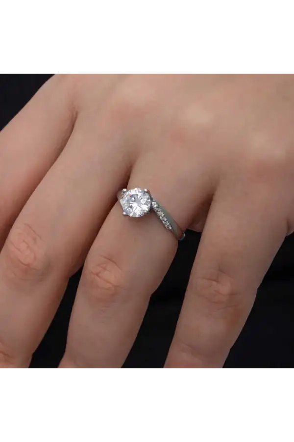 Gümüş Tek Taş Kadın Yüzük