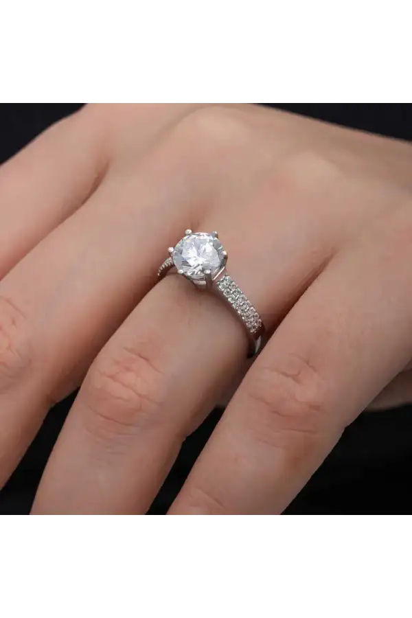 Gümüş Tek Taş Kadın Yüzük