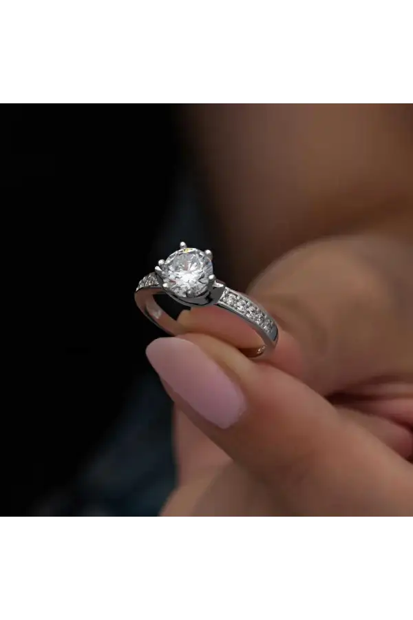 Gümüş Tek Taş Kadın Yüzük