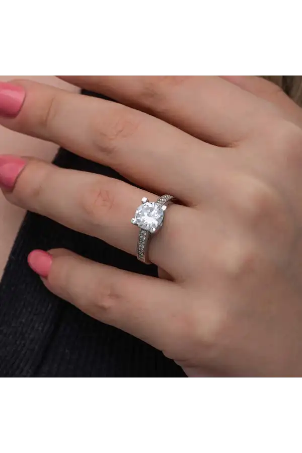 Gümüş Tek Taş Kadın Yüzük