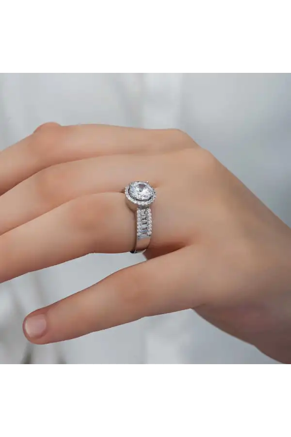 Gümüş Tek Taş Kadın Yüzük