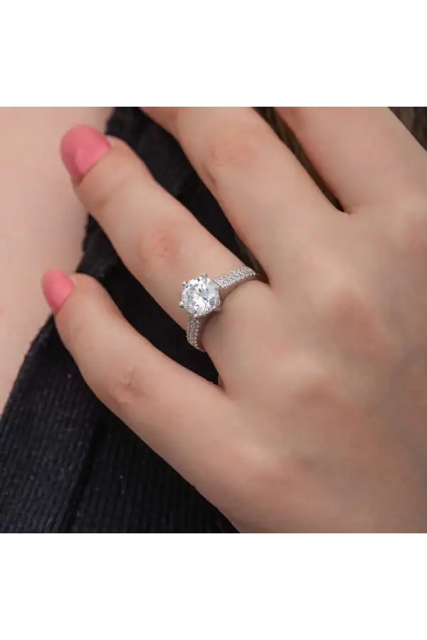 Gümüş Tek Taş Kadın Yüzük