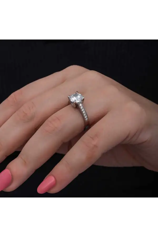 Gümüş Tek Taş Kadın Yüzük