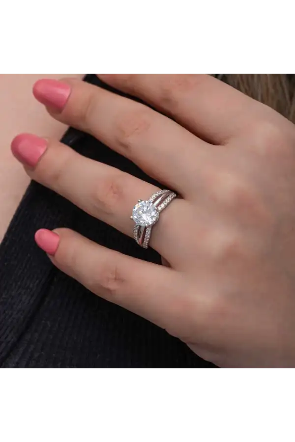 Gümüş Tek Taş Kadın Yüzük