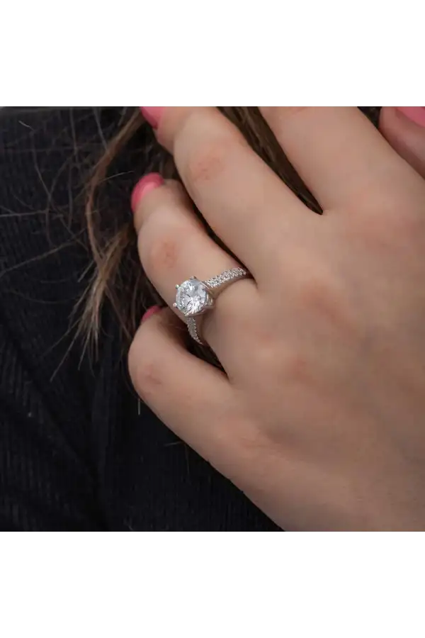 Gümüş Tek Taş Kadın Yüzük