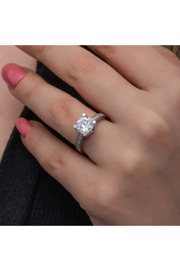 Gümüş Tek Taş Kadın Yüzük