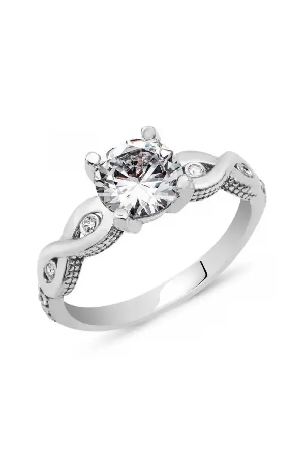 Gümüş Tek Taş Sonsuzluk Yüzük