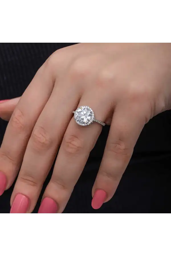 Gümüş Yuvarlak Montür Tek Taş Kadın Yüzük