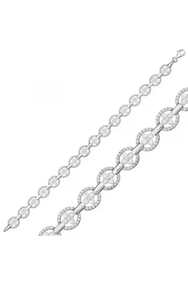 Gümüş Yuvarlak Su Yolu Bayan Bileklik