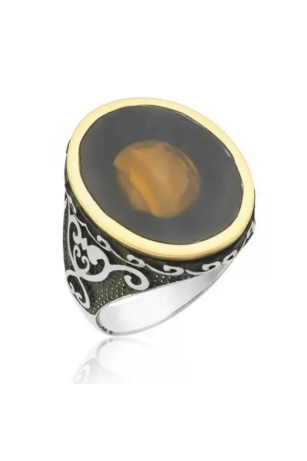 Şeffaf Kaplan Gözü Erkek Yüzük