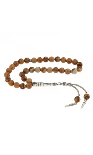 ​Doğaltaş Metal Püsküllü Jasper Taşı Tesbih