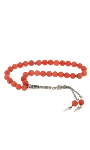 ​Doğaltaş Metal Püsküllü Pembe Yeşim Taşı Tesbih