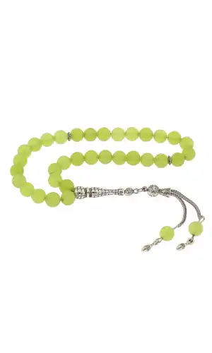 ​Doğaltaş Metal Püsküllü Yeşil Yeşim Taşı Tesbih