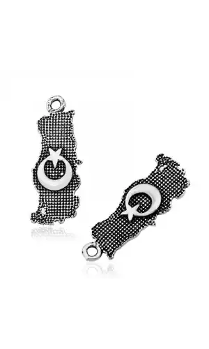 ​Gümüş Ay Yıldız Motifli Türk Bayrağı Tesbih Püskülü