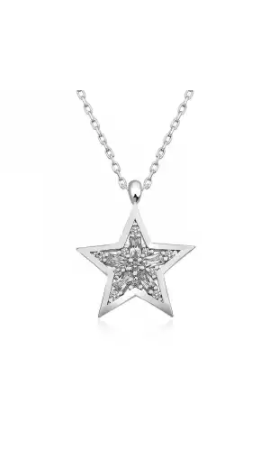 ​​Gümüş Baget Taşlı Yıldız Kolye